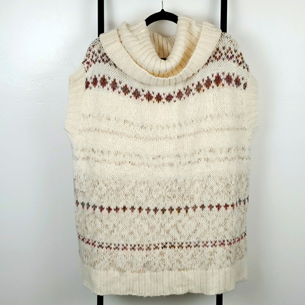 FREE PEOPLE cow neck ivory sweater oversize knit women size  M